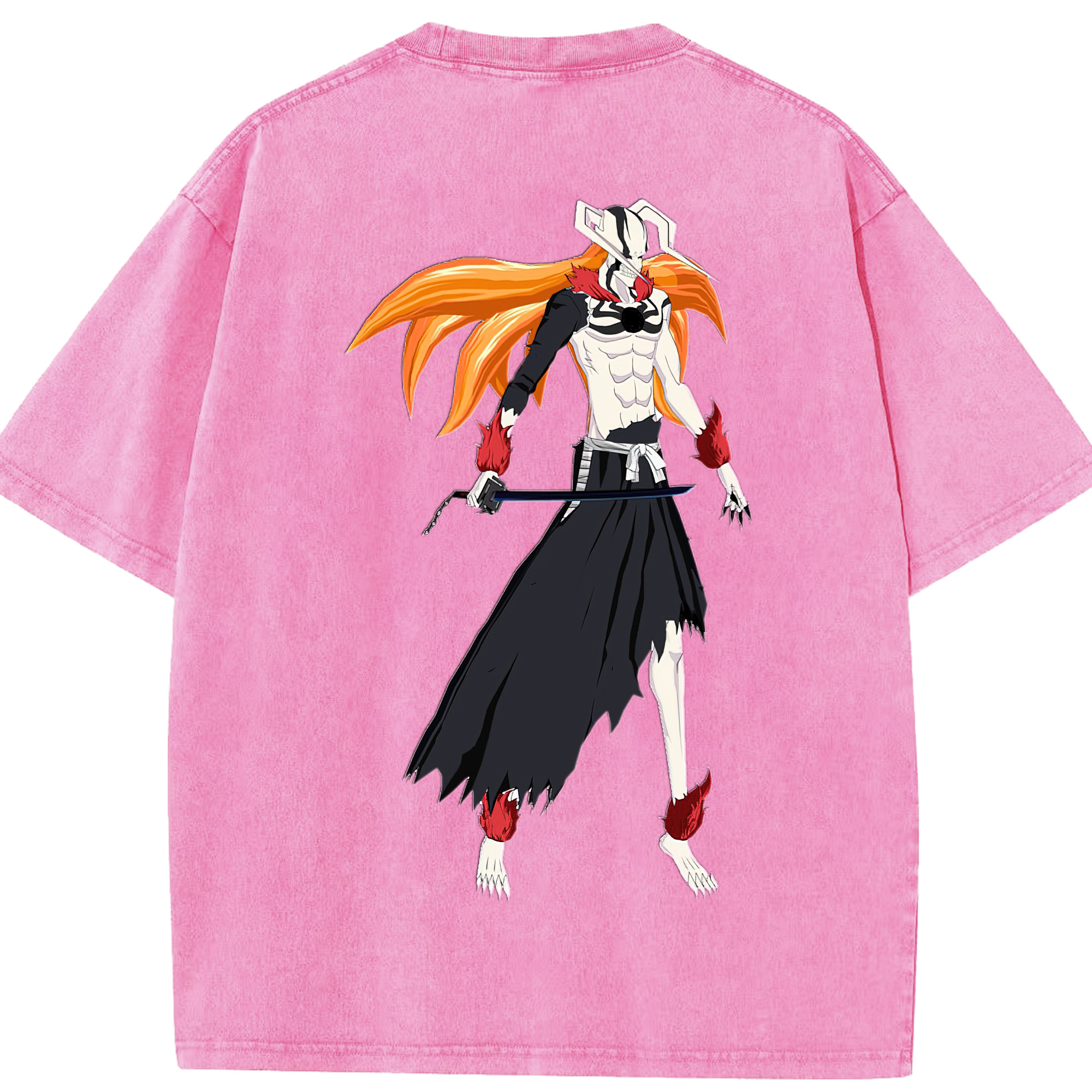 （画像用） ブリーチ 黒崎一護（くろさき いちご）BLEACH Kurosaki Ichigo 綿100% ヴィンテージ風 半袖Tシャツ（背面プリント）